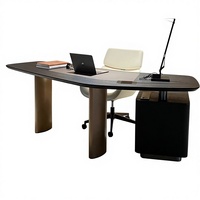 Bureaux d'étude minimalistes italiens en acier inoxydable, tables de bureau modernes en bois pour cadres avec tiroir