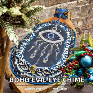 Campana de Viento Decorativa Boho para Pared Exterior, Diseño Vertical con Patrón de Ojo Turco, Hecha a Mano en Metal y Latón con Forma de Resorte - Product Image 3