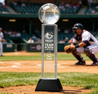 Trophée de championnat de baseball en cristal personnalisé, logo gravé sur mesure pour les événements de baseball des jeunes, des adultes, des écoles et des entreprises