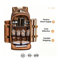 Mochila de Picnic Walker para 4 Personas con Compartimento Refrigerador, Bolsa para Vino, Manta de Picnic (45"x53") de Poliéster, 5 Libras, Regalo para Familiares y Amantes, Bolsa OEM
