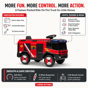 Véhicule Électrique pour Enfants <span class=keywords><strong>12V</strong></span> 4.5AH, <span class=keywords><strong>Camion</strong></span> <span class=keywords><strong>de</strong></span> Pompiers 2 Places, Rechargeable, 4 Roues, en Plastique, pour Garçons et Filles <span class=keywords><strong>de</strong></span> 3 Ans et Plus - Vente Chaude - Product Image 2