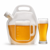 Sac de transport pliable et léger en plastique transparent de 2 L avec bec verseur pour eau ou alcool, idéal pour le stockage et le transport