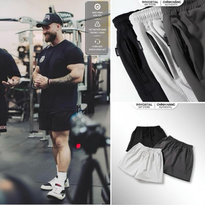 Pantalones cortos deportivos de patrón sólido del fabricante de Vietnam de embalaje personalizado unisex superventas para hombres de muchos tamaños de cintura media - Product Image 5