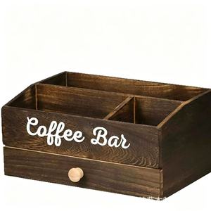 Caja de almacenamiento de cápsulas de café de madera con organizador de cajones para escritorio, suministros para barra de café, soporte para bolsas de té, gran capacidad - Product Image 5