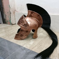 Casque Spartiate au Design Unique avec Plume Rouge Casque Vintage Centurion Romain Antique Médiéval Casque Nautique