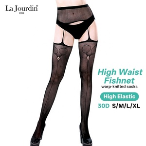 <span class=keywords><strong>Calze</strong></span> a Rete Jacquard Nere con Giarrettiera, Sexy <span class=keywords><strong>Calze</strong></span> in Nylon a Rete Sopra il Ginocchio <span class=keywords><strong>per</strong></span> Feste Notturne e Clubwear - Product Image 2