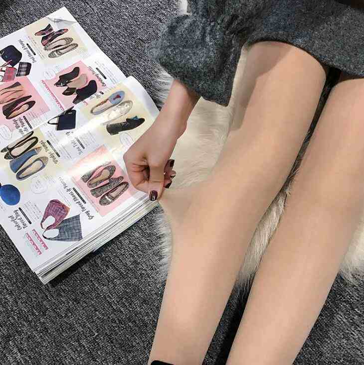 Женские осенне-зимние колготки, двухслойные плотные леггинсы с защитой от зачистки телесного цвета, с любым вырезом, плюс бархат