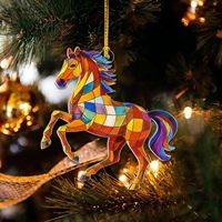 Cadeaux équestres pour femmes, ornements attrape-soleil en acrylique en forme de cheval, ornement de Noël Chevaux spirituels pour décorations d'arbre