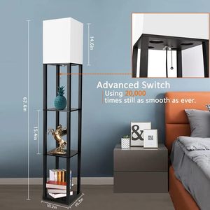 Lampe sur pied en bois, best-seller d'<span class=keywords><strong>Amazon</strong></span>, crée une ambiance haut de gamme pour la décoration de la chambre à coucher et du <span class=keywords><strong>salon</strong></span>. C'est un appareil deux-en-un - Product Image 4