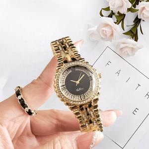 Reloj de Lujo Personalizado para Mujer de Negocios, con Diamantes, Caja de Aleación, Correa de Acero Inoxidable, Esfera Negra de 38 mm, Números Romanos - Product Image 6