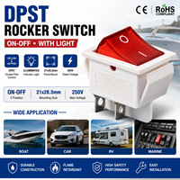 Interrupteur à bascule DPST ON-OFF éclairé 21x28,5mm 250V, interrupteur à bascule marin pour bateau, voiture, camping-car