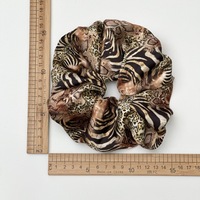 Accessoires pour cheveux en satin à imprimé léopard de couleur unie vintage, grands chouchous pour femmes