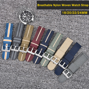 <span class=keywords><strong>Bracelet</strong></span> en nylon de haute qualité 18mm 20mm 22mm 24mm avec boucle à ardillon, bracelets de montre en nylon tressé, bracelets de montre en toile pour <span class=keywords><strong>Seiko</strong></span> - Product Image 1