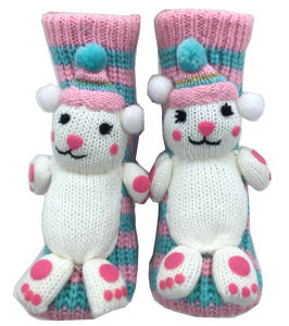 Chaussettes pantoufles antidérapantes pour femmes, filles, femmes, dames, faites à la main, tricotées en 3D, motif animal de dessin animé, ours, tigre, pour l'intérieur, le salon, la maison - Product Image 2