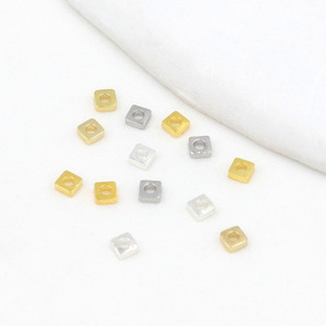 <b>Copper</b> Plated 18K Gold Square Beads Small Spacer For <b>Bracelet</b> Making Jewelry Findings D136 - Product Image 3