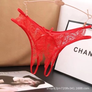 Strings en dentelle sur mesure, sexy, à entrejambe ouvert, transparents, sans dépose, taille basse, avec nœud ajouré, chauds et séduisants. - Product Image 5