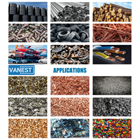 Broyeur industriel à double rotor VANEST pour le recyclage automatique des métaux, du plastique, du bois et des pneus, et le traitement de l'aluminium et du cuivre