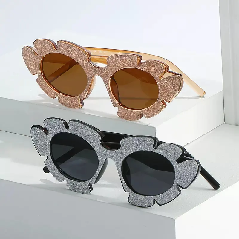Plastik uv400 güneş gözlüğü şeker renk bayanlar <span class=keywords><strong>gözlük</strong></span> parti açık vintage kadınlar çiçek güneş gözlüğü