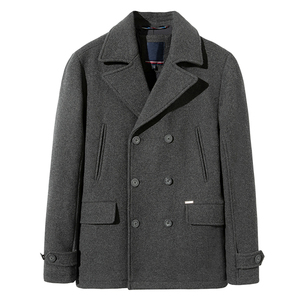 Cappotto invernale in lana grigia doppiopetto da <span class=keywords><strong>uomo</strong></span> e soprabito in <span class=keywords><strong>Trench</strong></span> Plus Size <span class=keywords><strong>lungo</strong></span> caldo rifinito normale - Product Image 3