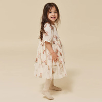 Robe longue à manches longues en maille à sequins style KS, nouvelle collection Printemps/Été, avec demi-jupe évasée à étoiles et perles pour filles
