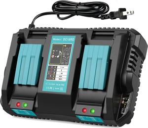 <span class=keywords><strong>Chargeur</strong></span> rapide à double port <span class=keywords><strong>DC18RD</strong></span> 14,4V-18V pour batterie <span class=keywords><strong>Makita</strong></span> 18V BL1021 BL1041 BL1430 BL1830, <span class=keywords><strong>chargeur</strong></span> de batterie Li-ion 18V pour perceuse - Product Image 1
