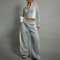 Vêtements de sport pour femmes, coupe ajustée, légers, à capuche, avec fermeture éclair intégrale, pour la course à pied, la gym et les activités de plein air, avec blocs de couleurs tendance