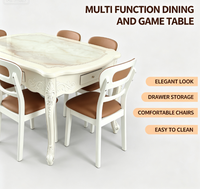 Table de Mahjong élégante blanche 4 en 1 avec coins carrés, table de jeu multifonction durable pour la famille et les fêtes