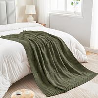 Olivgrüne Acryl-Strickdecke 127x152cm Weiche Gemütliche Warme Decke für Couch Bett Sofa Wohnzimmer Dekoration