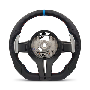 Volant en cuir pleine fleur perforé style M pour <span class=keywords><strong>BMW</strong></span> F10 F16 F20 F30 F31 F32 M3 F80 M4 F82 M3 F87 E88 E90 E92 M6 F81 - Product Image 2
