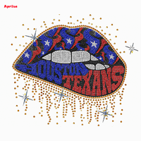 En gros, Patch thermocollant en strass pour football, motif lèvres Texas, pour la décoration textile
