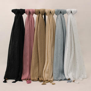 2025 été nouveau Design foulard enveloppement de haute qualité longue étirement dans les quatre sens séchage rapide 6 couleurs solide Polyester sensation de crepiness écharpe - Product Image 1