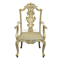 Ensemble de coiffeuses en bois massif avec plusieurs tiroirs, design floral et d'oiseaux peint à la feuille d'or et d'argent, comprend une table, un bureau et une chaise