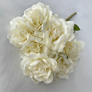 Nouveau design – Bouquet de roses artificielles en soie bleu rouille automnal pour mariage et décoration intérieure - Product Image 4