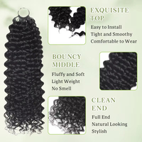 Extensions de cheveux naturels noirs à ondulations profondes, en crochets, sans trame, pré-séparées, pour tressage
