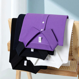 Polo de Manga Corta para Hombre, Verano, Color Sólido, Algodón 270g, Talla Europea, Ropa de Trabajo, Logotipo Personalizado, Uso Diario - Product Image 1