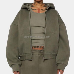 Sweats à capuche vintage zippés Streetwear en éponge français personnalisés Sweat à capuche graphique unisexe en molleton épais Sweat à capuche zippé complet - Product Image 3