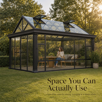 Véranda en verre à toit en pente, serre en aluminium, maison de jardin, solarium, taille personnalisée pour cour arrière, terrasse, patio