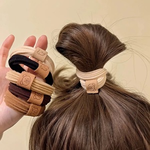 The new simple <b>bear</b> leather case hair ring fashion head rope high elastic rubber band hair rope - Product Image 4