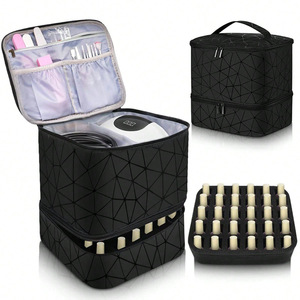 Sac cosmétique double couche en PU, grande capacité, portable, pour rangement de vernis à ongles, avec grille de séparation, <span class=keywords><strong>kit</strong></span> de manucure – Vente chaude - Product Image 3