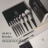 Tube en métal brossé brosse à cheveux synthétiques de qualité supérieure 10 pièces Kit de pinceaux de maquillage avec logo personnalisé avec étui