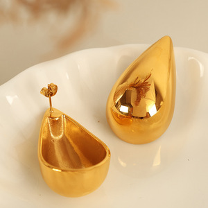 Pendientes colgantes de aleación de zinc chapados en oro con forma de gota de agua para fiesta, joyería de moda EH768 - Product Image 1