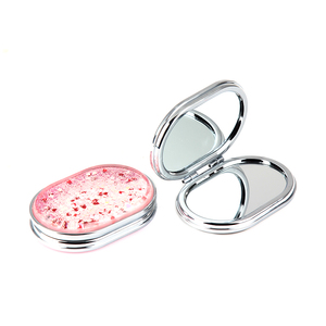 Espejo de Maquillaje Ovalado Estético con Arena Líquida Flotante, Espejo Cosmético de Bolsillo Plegable de Doble Cara con Cristal HD para Viaje, Logotipo Personalizado - Product Image 3