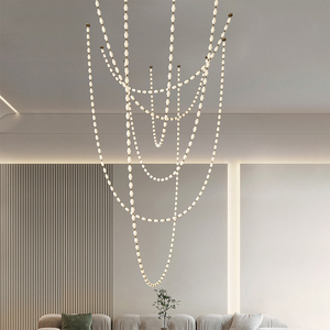 American New Design Living Room Staircase High Ceiling Lighting Stainless Steel Led Chandelier Track <b>Light</b> Kit Hanging <b>Light</b> - Product Image 5