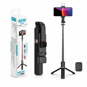 Trípode de Aluminio JC-01S con Luz LED de Relleno, Palo Selfie Extensible de 985 mm con Mango de Ranura Recta para Transmisión en Vivo - Product Image 1