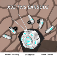 Headset X35 TWS Tahan Air, Earbuds Nirkabel BT dengan Peredam Kebisingan, Indikator Baterai LED dan Chipset JL untuk Gaming
