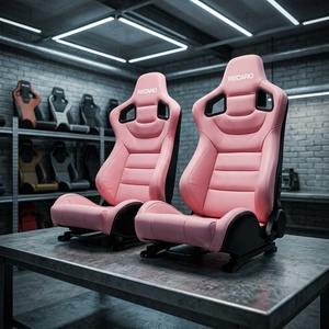 Asientos Deportivos de Carreras Jiabeir Universales, de Cuero PVC Azul RECARO, con Rieles de Doble Bloqueo y Espuma Confortable para Automóvil - Product Image 2