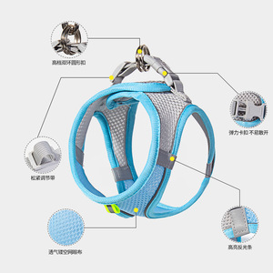 Han Ke Miao Pet <b>Harness</b> Vest Breathable Reflective Chest Strap For <b>Dog</b> Walking Outdoor Use Small Medium <b>Large</b> Size - Product Image 4