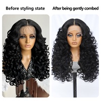 Perruque Latisha Premium sans colle en fibre Futura résistante à la chaleur, mélange de cheveux africains pour femmes noires, perruques synthétiques bouclées HD avec dentelle frontale