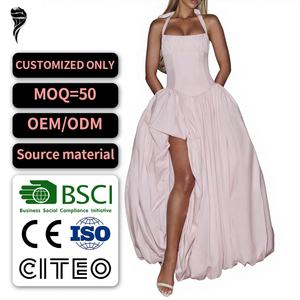 Nuevo Vestido Largo de Satén con Cuello Halter, Elegante y Personalizado, con Corsé Estructurado, para Eventos Nocturnos - Product Image 1