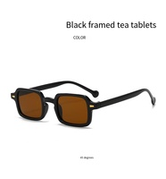 Petites lunettes de soleil carrées rétro à la mode pour femmes Lunettes de soleil punk bleues rétro classiques à imprimé léopard pour femmes